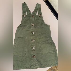 Green Button-Front Overall Dress